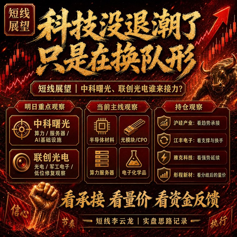 短线展望｜科技没退潮，只是在换队形：中科曙光、联创光电谁来接力